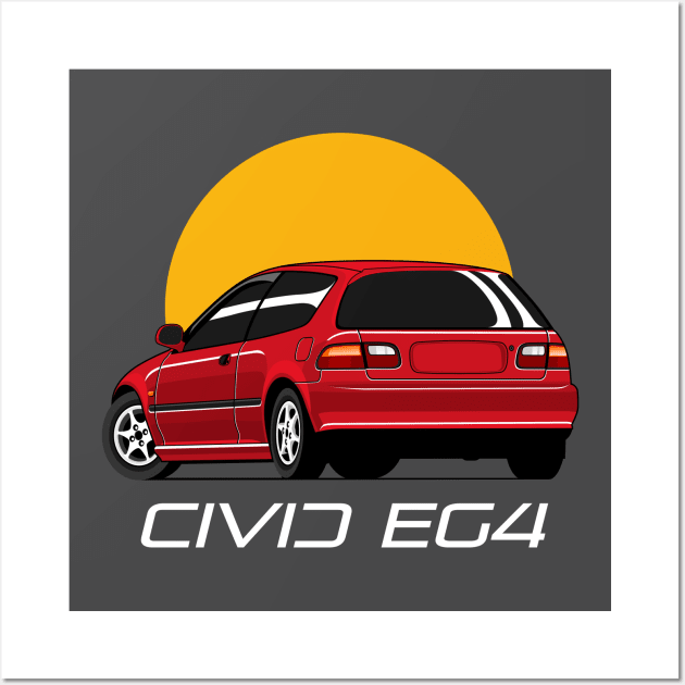 Civic EG4 red candy jdm style Wall Art by masjestudio